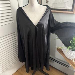 Banjul Dress Womens 2X Black Plunging V-Neck Shift Backless Modern Sleek Gothic